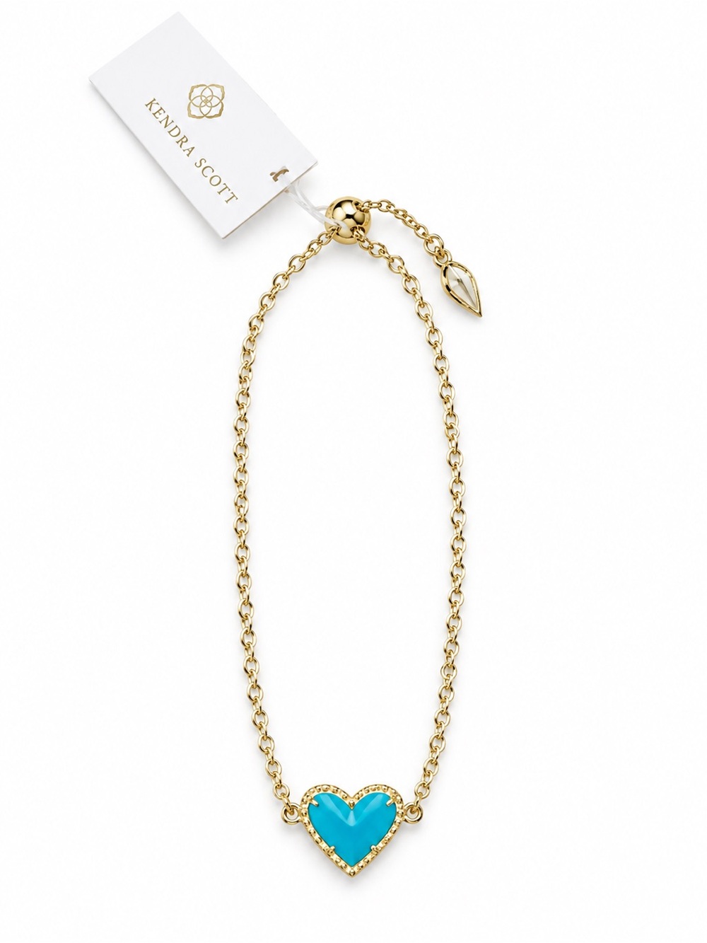 Kendra Scott Gold Chain Necklace with Turquoise Heart Pendant